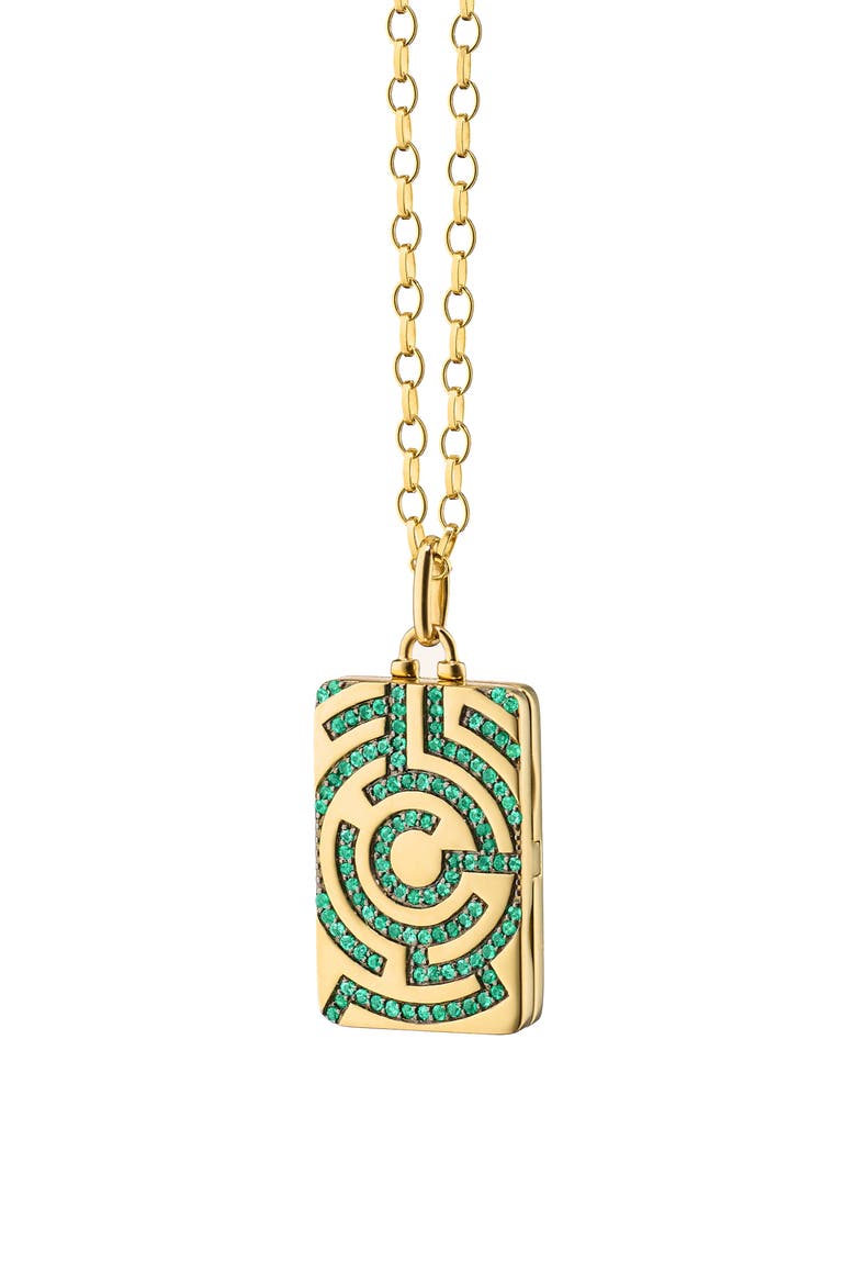 Le Jardin 18k Gold Emerald Locket Necklace, Main, color, 18K YELLOW GOLD