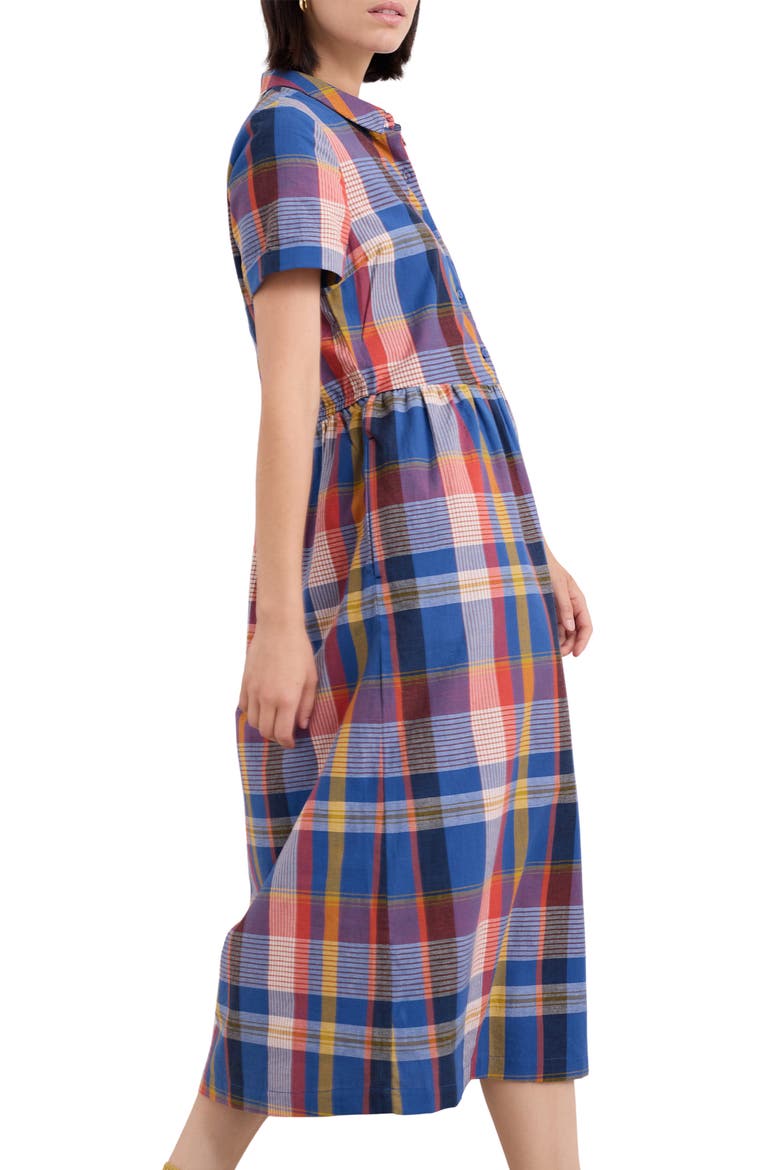 Fleet Check Organic Cotton Midi Shirtdress, Alternate, color, HANDICRAFT MULTI