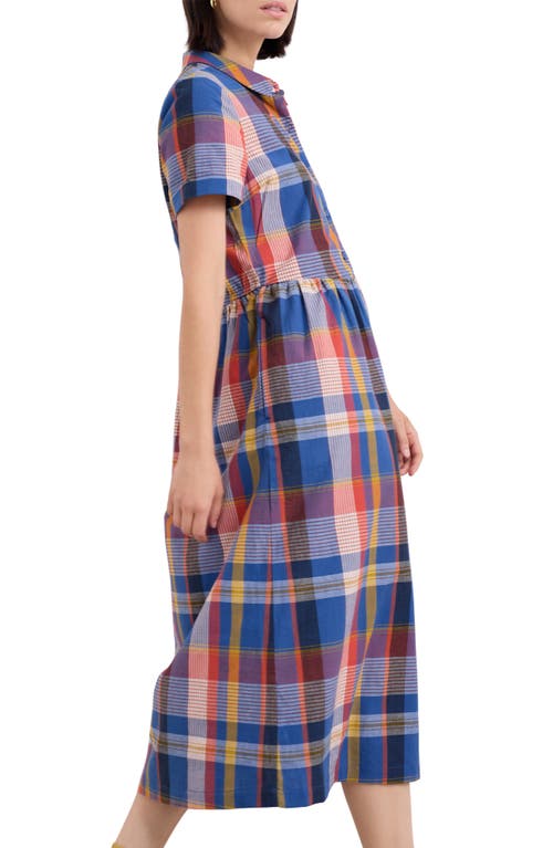 Seasalt Cornwall Fleet Check Organic Cotton Midi Shirtdress In Handicraft Multi