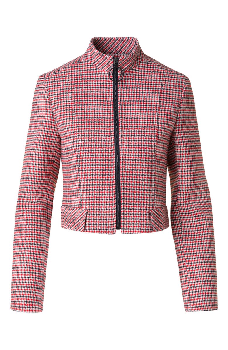 Akris punto Houndstooth Virgin Wool Crop Jacket, Alternate, color, Black-Vermillion-Cream