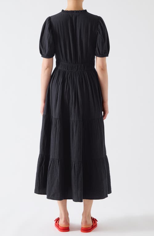 Lk Bennett Felicity Short Sleeve Gathered Cotton Midi Dress In Spring Navy