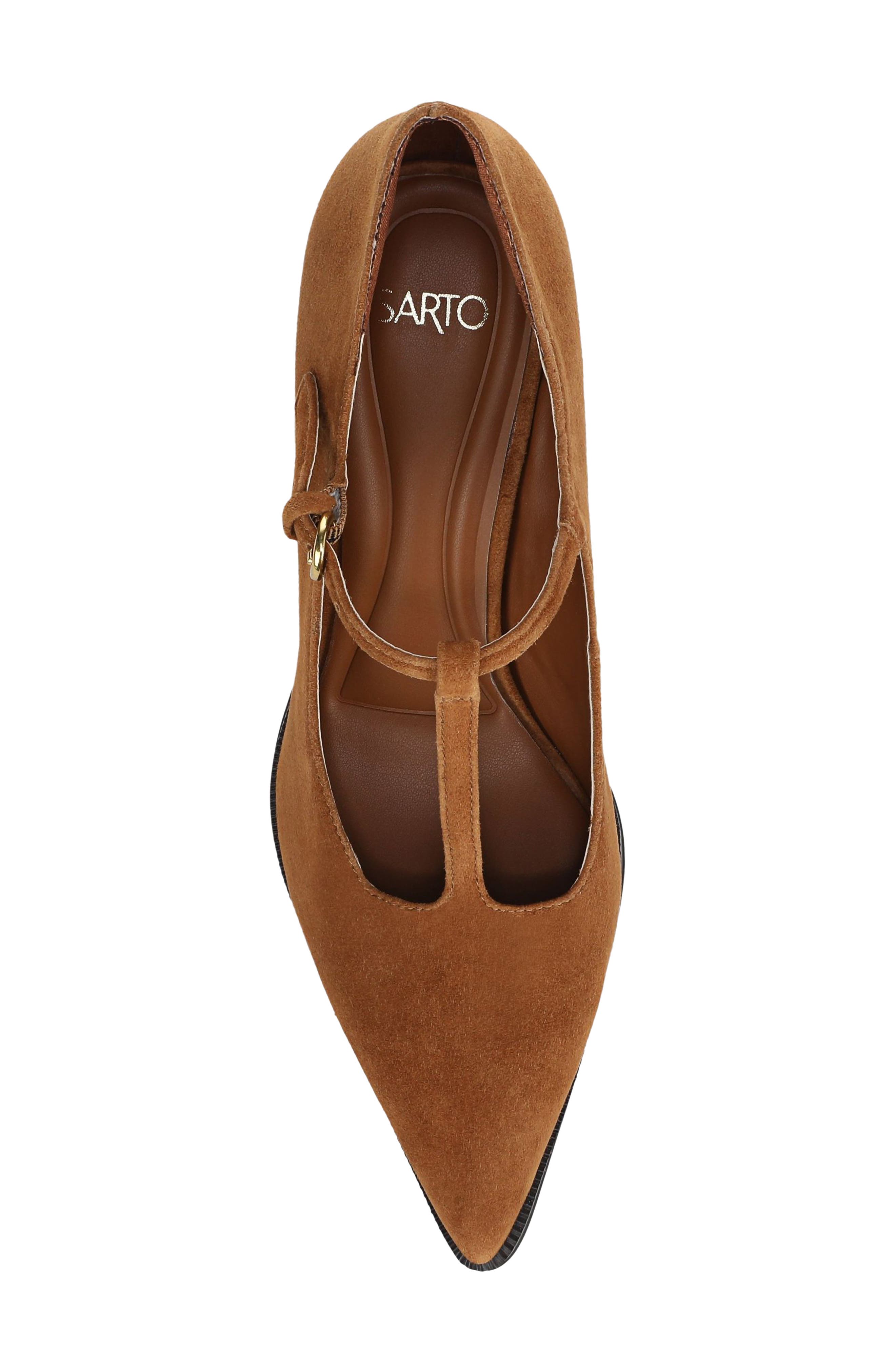 SARTO by Franco Sarto Atley T-Strap Pointed Toe Pump, Alternate, color, Saddle Brown