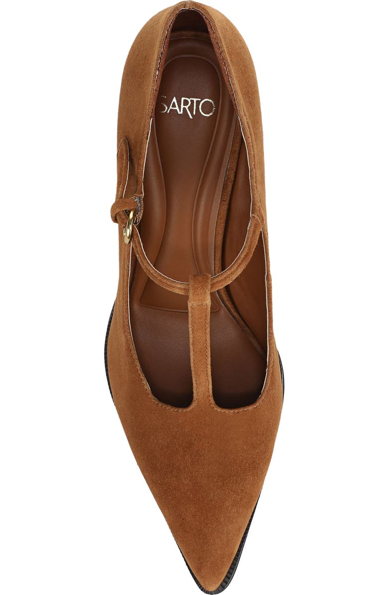 SARTO by Franco Sarto Atley T-Strap Pointed Toe Pump, Alternate, color, Saddle Brown
