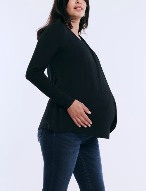 Motherhood Maternity Long Sleeve Pull Over Tulip Nursing Tee In Black