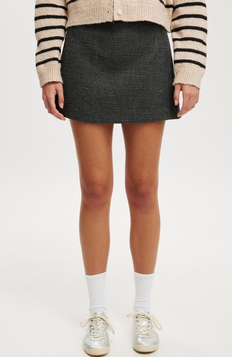 Jupe Mini Grise Unie Mandee Taille S Junior - Occasion Très Bon état, Longueur 19.5"