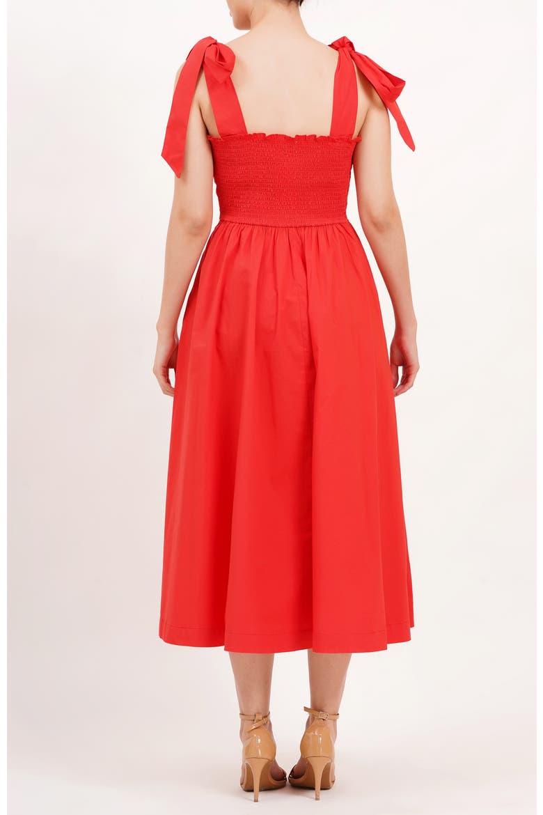 Penelope Bow Dress Poppy Red, Alternate, color, Poppy Red