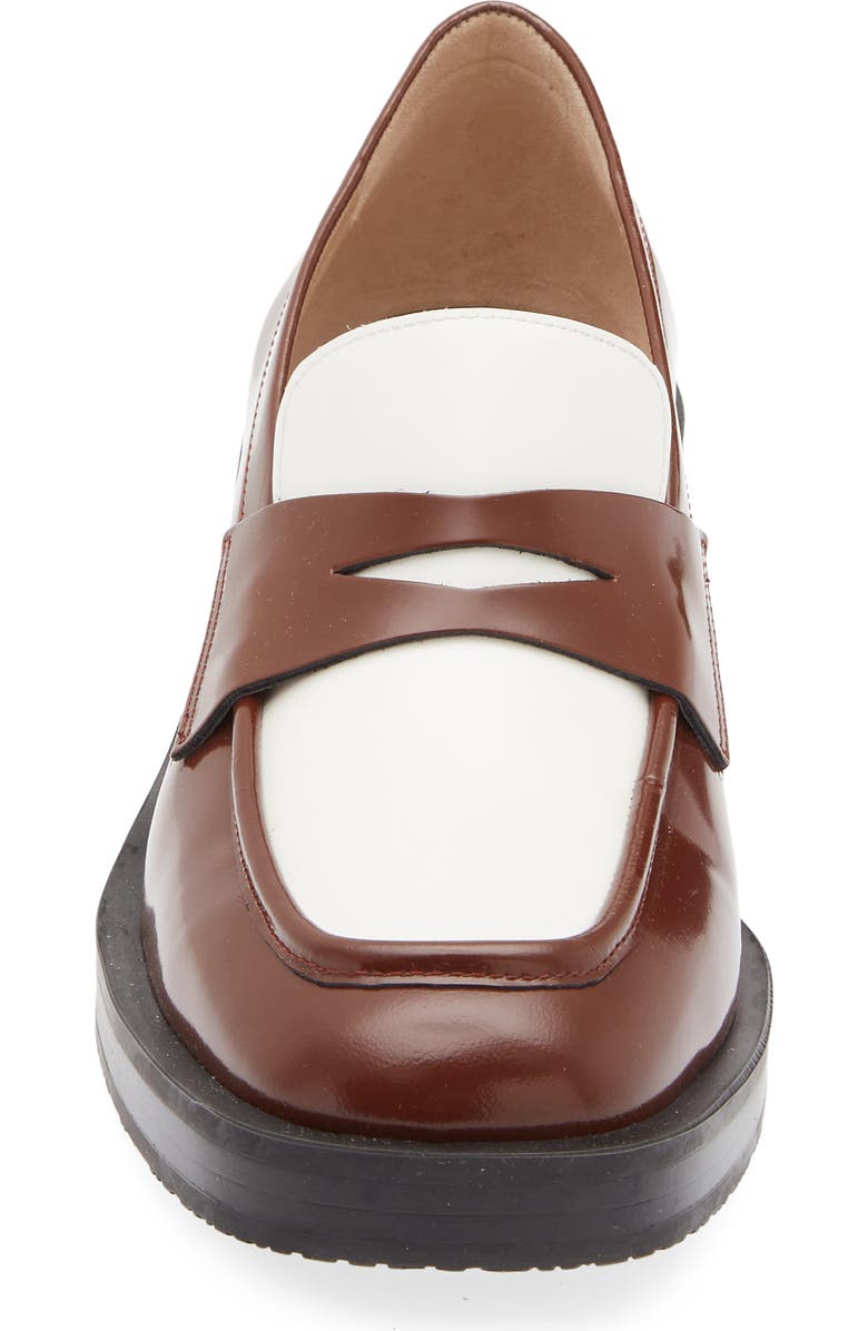 Stuart Weitzman Kaia 40 Block Heel Loafer, Alternate, color, Hazelnut/ White