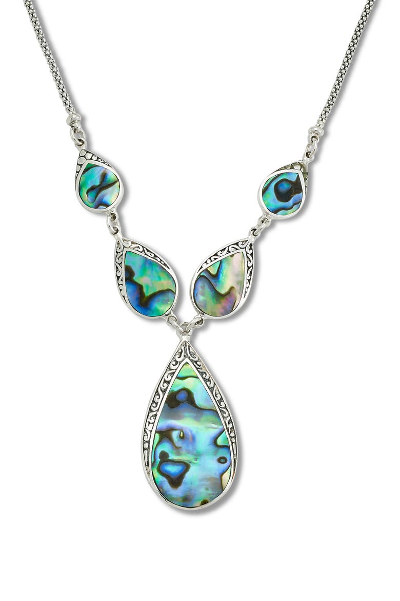 Sterling Silver Abalone Y-Necklace, Main, color, GREEN AND BLUE