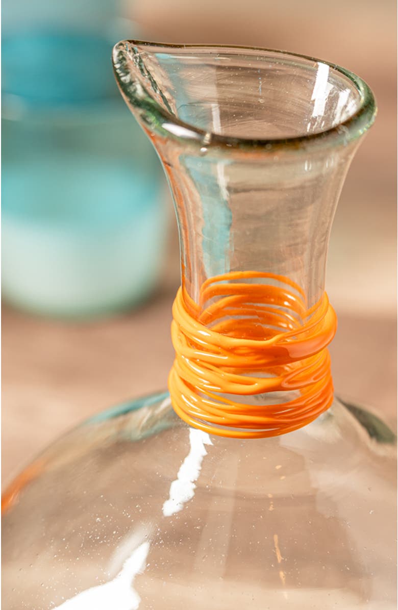 Verve Culture Handblown Glass Carafe - Orange Swirl, Alternate, color, Orange