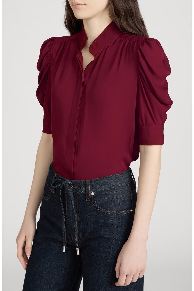 The Gillian Puff Sleeve Shirt, Alternate, color, GARNET