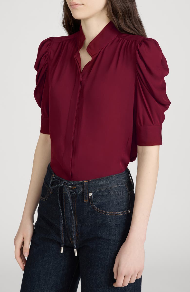 FRAME The Gillian Puff Sleeve Shirt, Alternate, color, Garnet