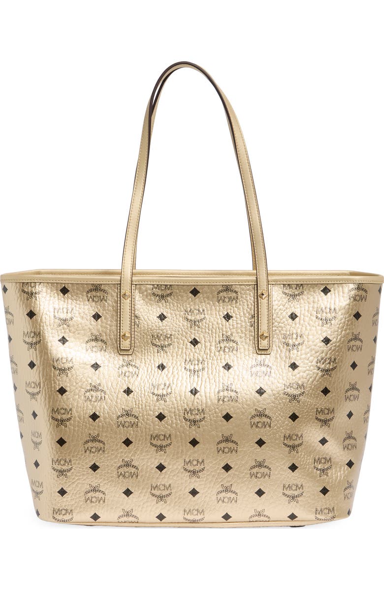MCM Aren Visetos Metallic Tote Bag, Alternate, color,