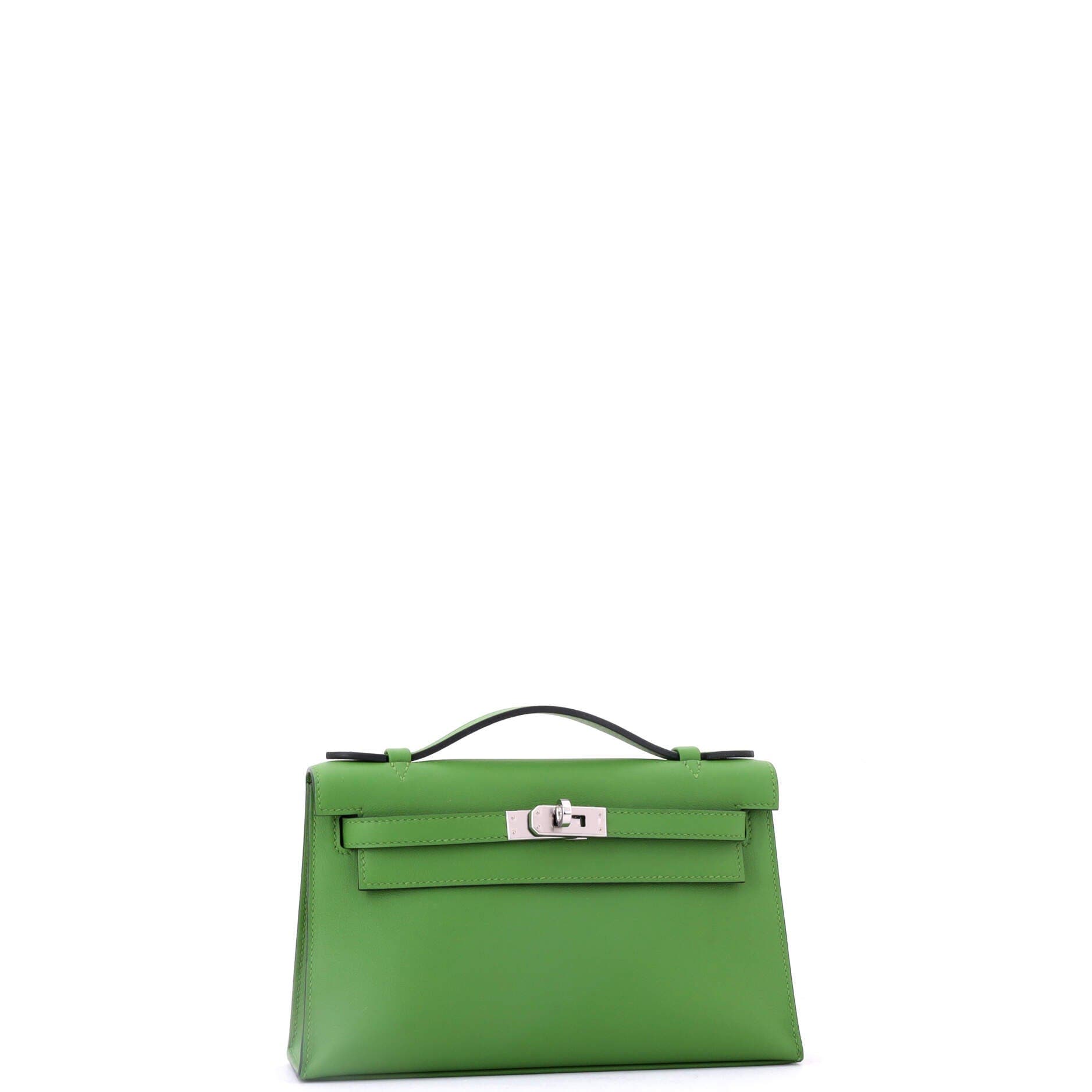 Pre-Owned Hermes Kelly Pochette Swift, Alternate, color, Vert Yucca