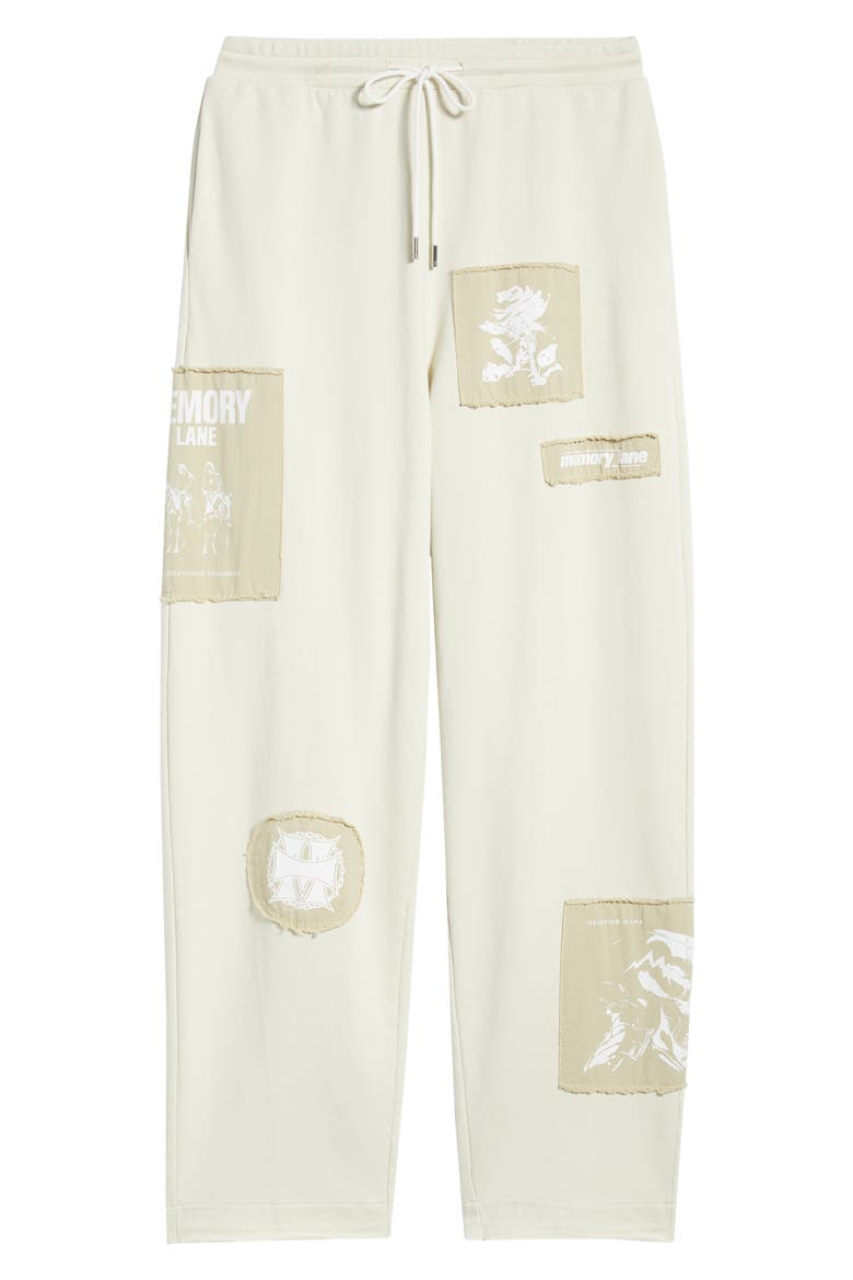 Patch Flyer Drawstring Sweatpants, Alternate, color, CREAM