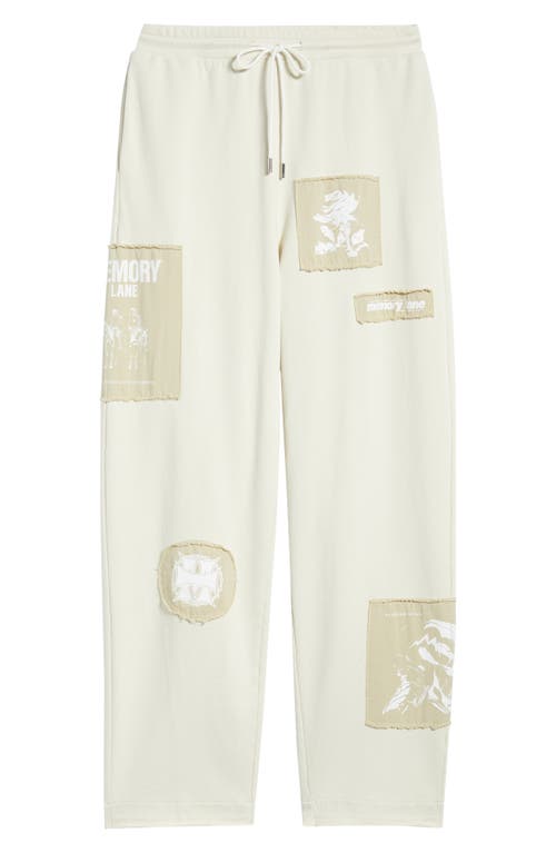 Memory Lane Patch Flyer Drawstring Sweatpants In White