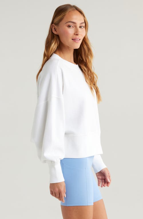 Zella Cloud Fleece Relaxed Sweatshirt In White