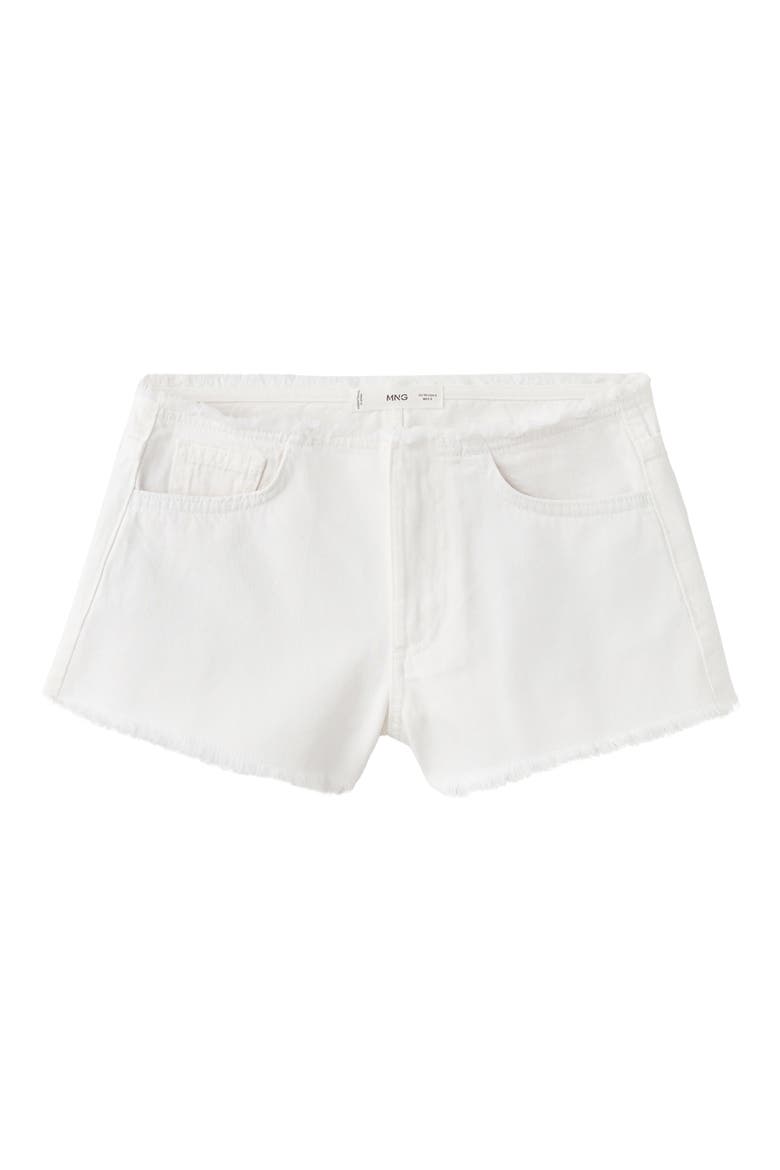 Low Rise Fray Denim Shorts, Alternate, color, OFF WHITE