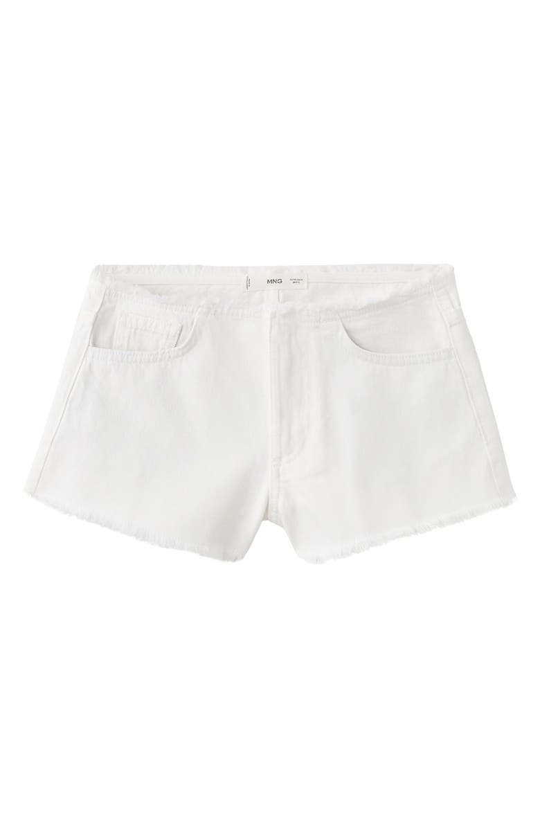 MANGO TEEN Low Rise Fray Denim Shorts, Alternate, color, Off White