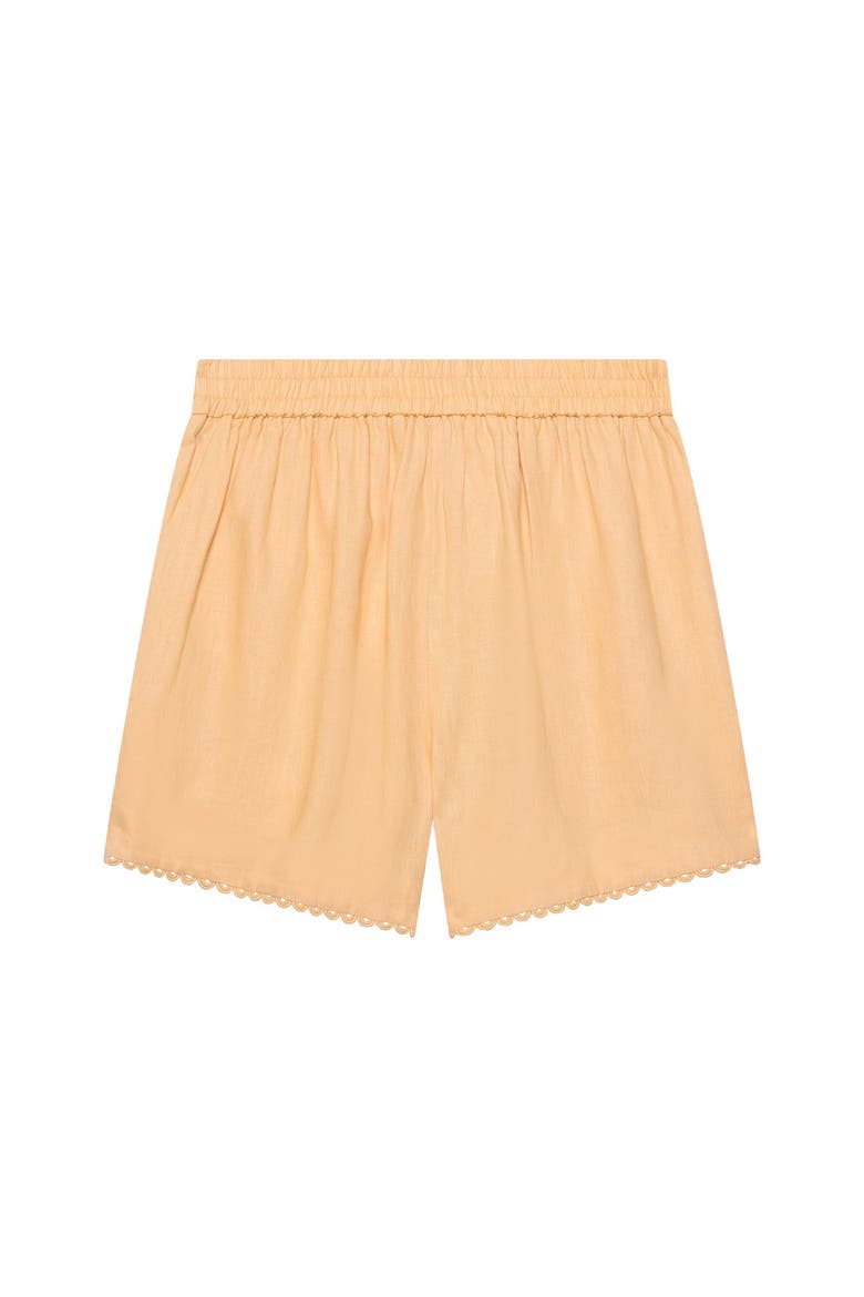 Linen Scallop Hem Shorts, Alternate, color, Yellow