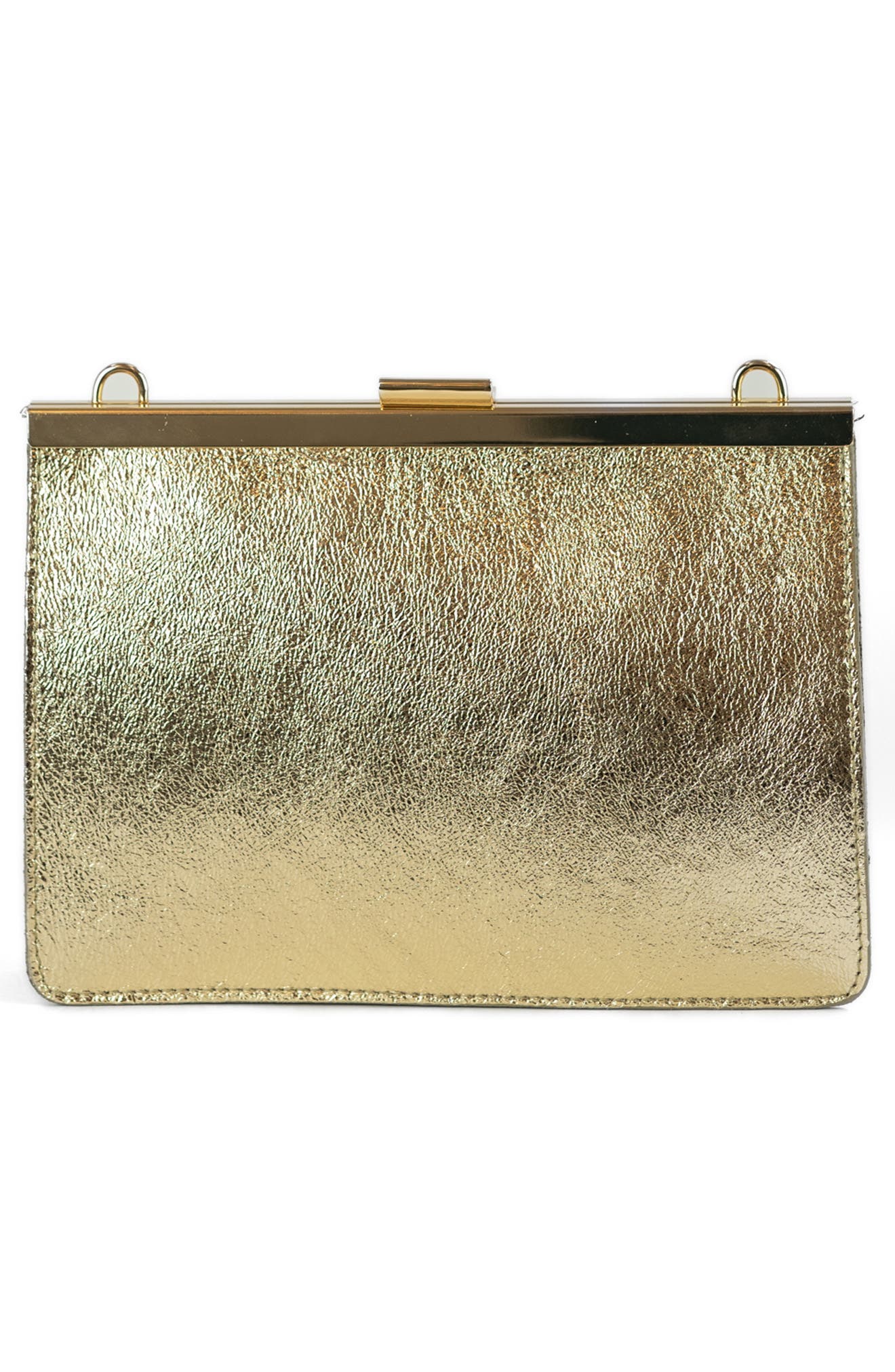 Persaman New York Metallic Leather Clutch, Alternate, color, 