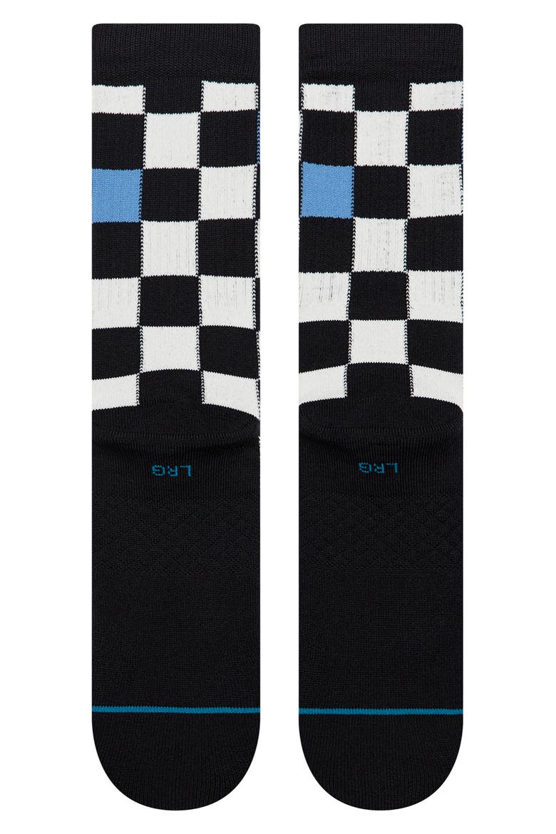 Chef Check Cotton Blend Crew Socks, Alternate, color, BLACK