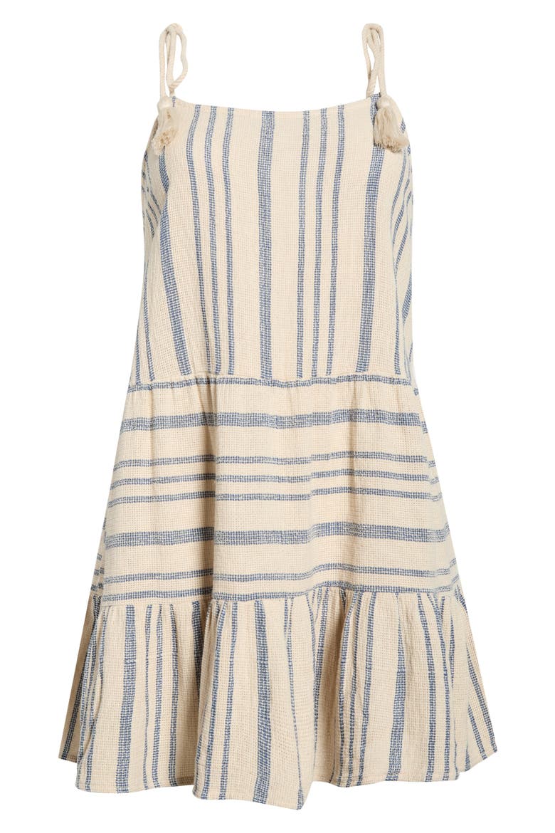 Stripe Tie Shoulder Cotton Cover-Up Dress, Alternate, color, BEIGE/ BLUE STRIPE
