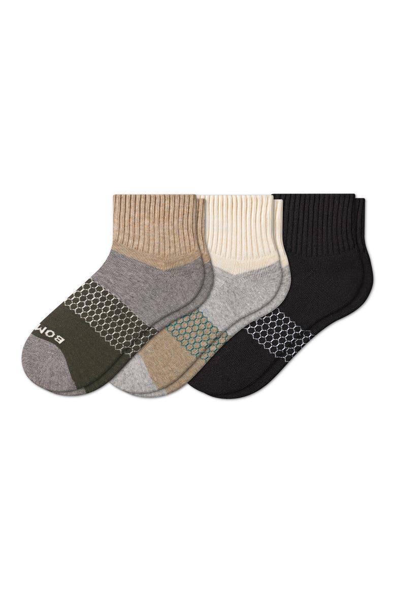 Tri-Block Assorted 3-Pack Quarter Socks, Main, color, GREY MIX