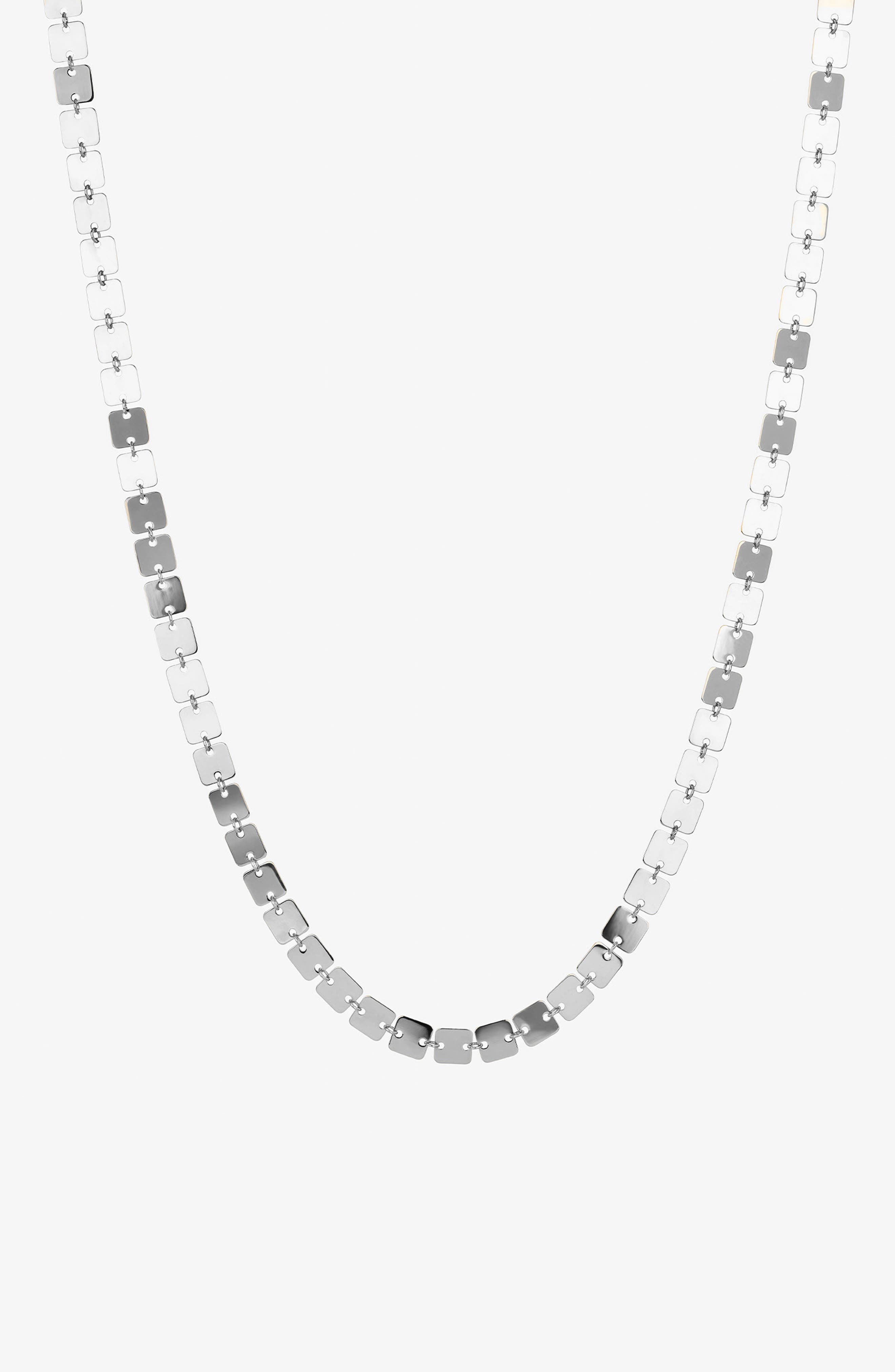 Lana Laser Square Chain Necklace in White Gold 