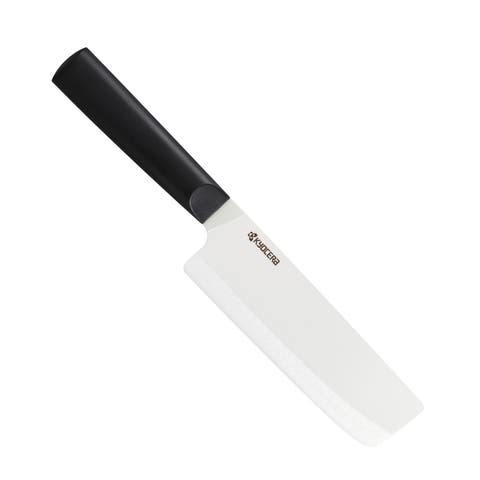 INNOVATIONwhite® 6-Inch Ceramic Nakiri Knife, White Blade with Non-Slip Black Handle