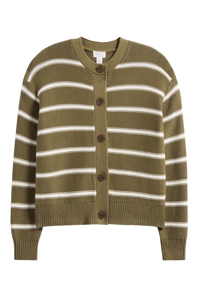 Stripe Pima Cotton Cardigan, Alternate, color, OLIVE- IVORY RENEE STRIPE