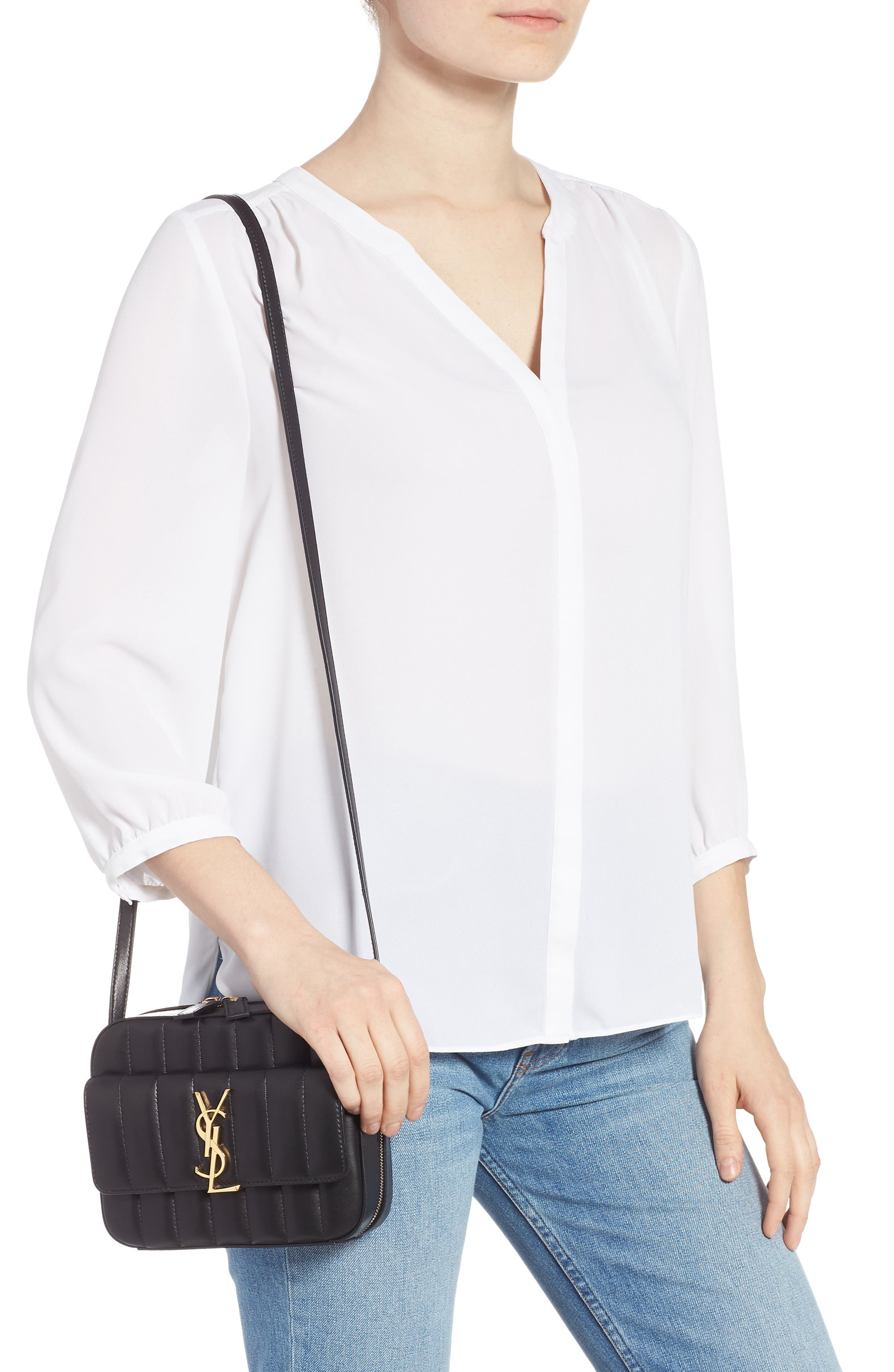 Saint Laurent Vicky Leather Camera Bag, Alternate, color, 