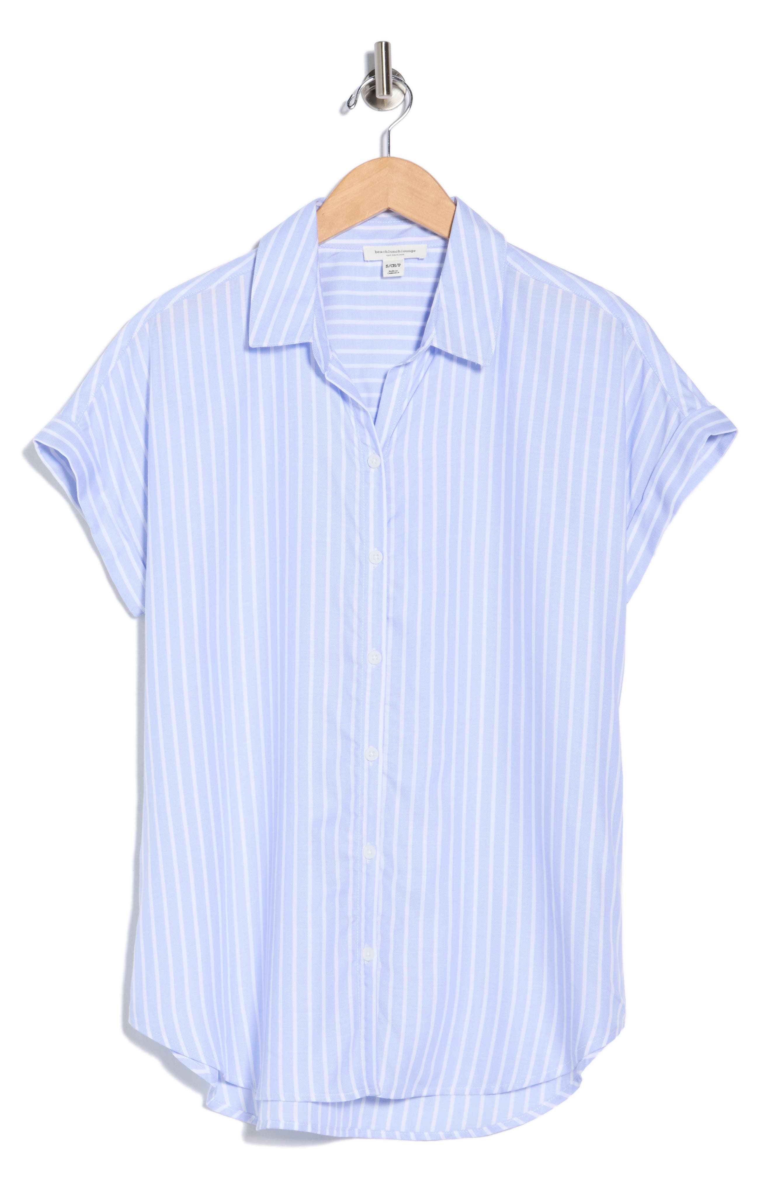 beachlunchlounge Kenzie Stripe Short Sleeve Button-Up Shirt