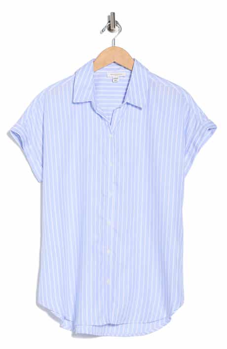 beachlunchlounge Kenzie Stripe Short Sleeve Button-Up Shirt