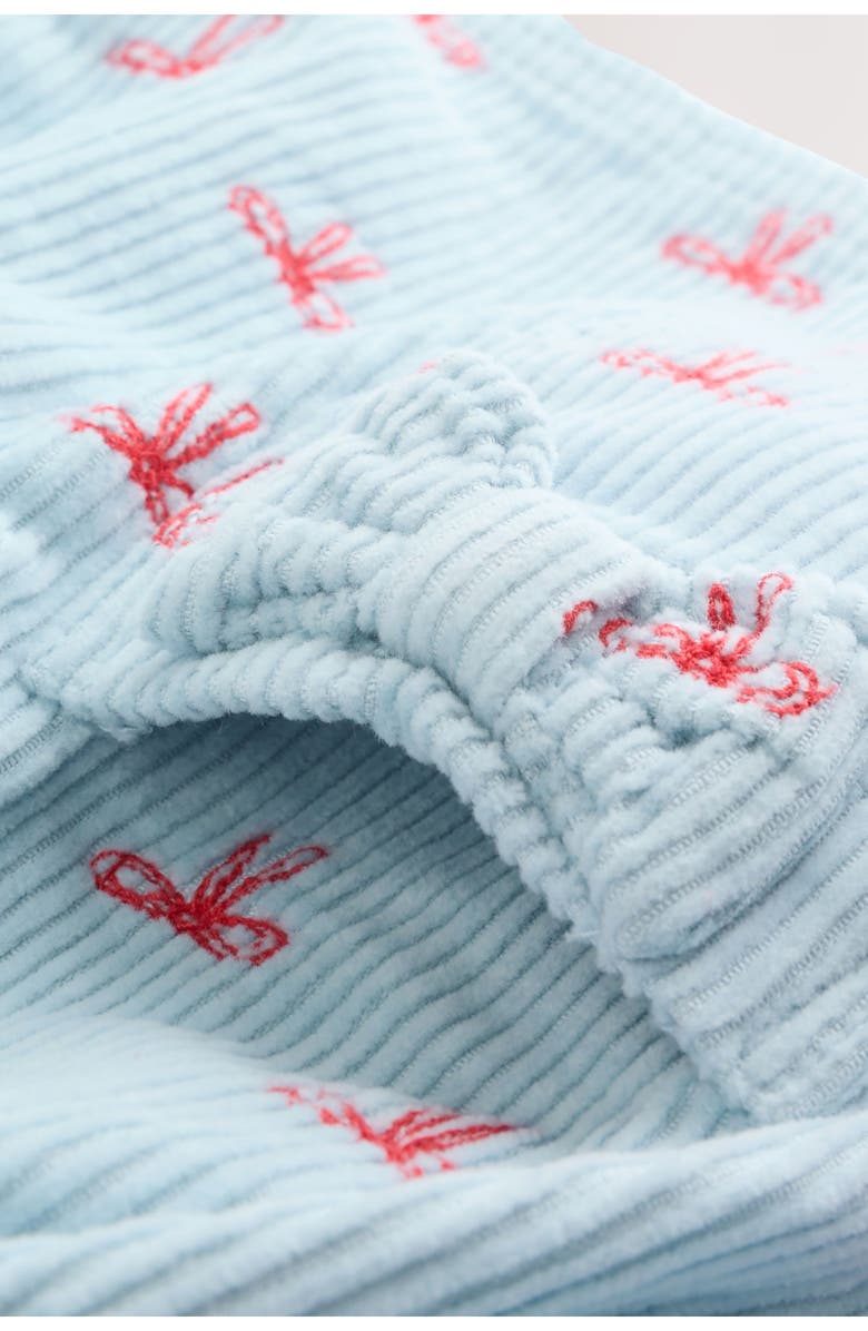 NEXT Bow Corduroy Pinafore Dress, Bodysuit & Socks Set, Alternate, color, Blue