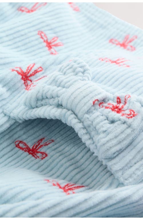 Next Bow Corduroy Pinafore Dress, Bodysuit & Socks Set In Blue