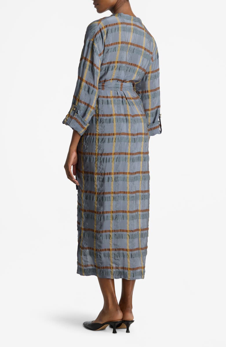 ST. JOHN Check Belted Seersucker Midi Shirtdress, Alternate, color, 