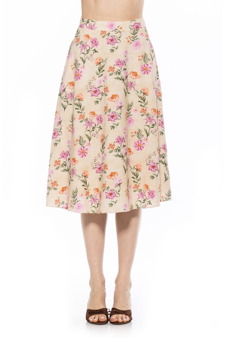 Mabel Floral Midi Skirt, Main, color, PINK FLORAL