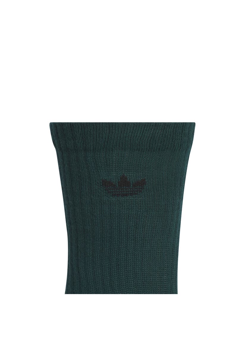 adidas Assorted 3-Pack Trefoil Performance Crew Socks, Alternate, color, Green Ivy/ White/ Night Indigo