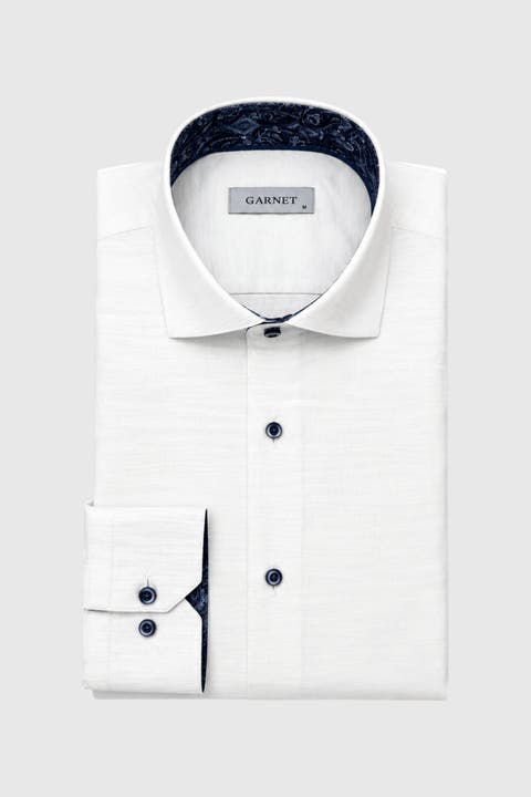 Men's Regular-fit Jacquard Herringbone Long-sleeve Shirt