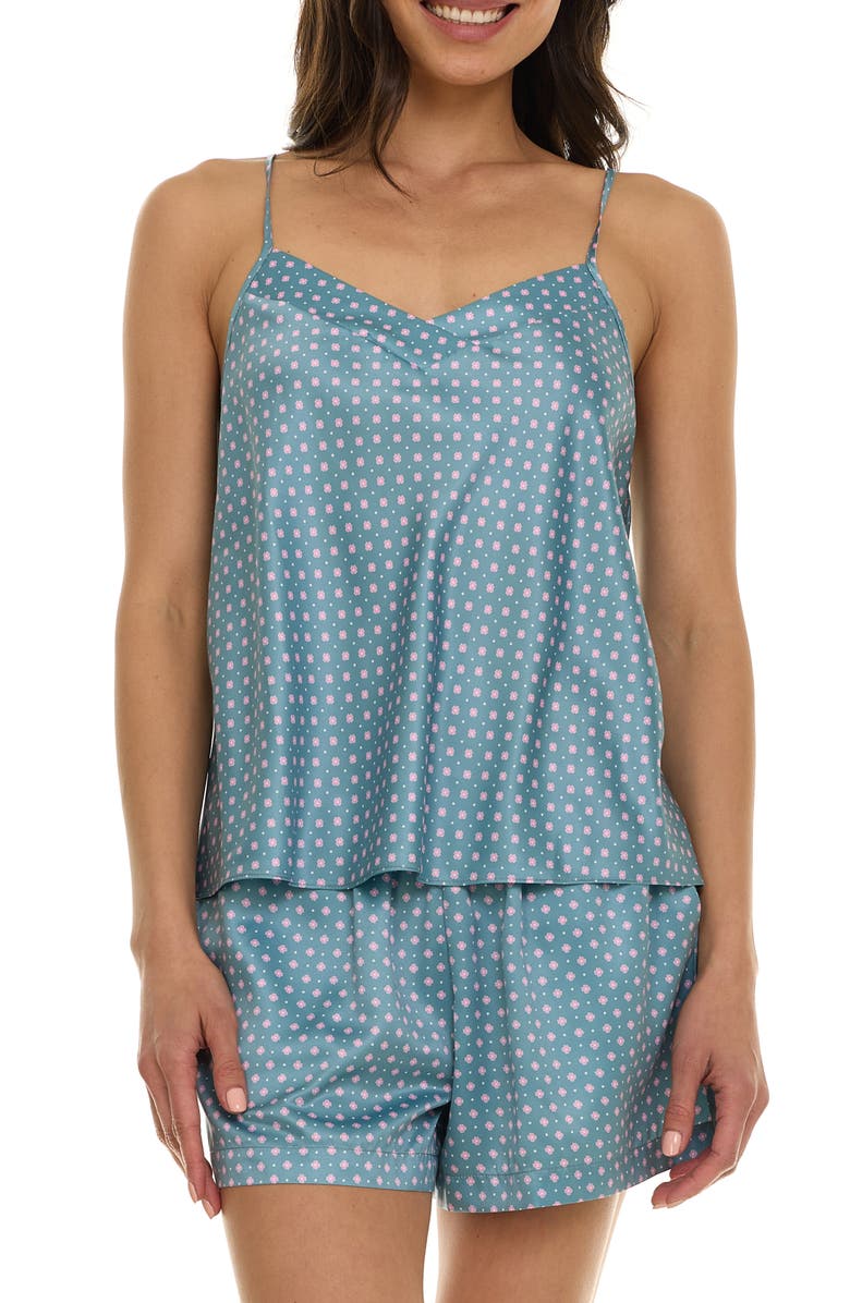 Flora Nikrooz Pippa Stripe Satin Short Pajamas, Alternate, color, Green