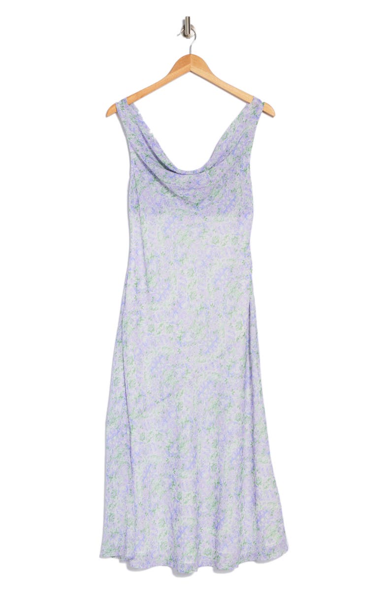 Lush Cowl Neck Midi Dress, Alternate, color, Periwinkle Green