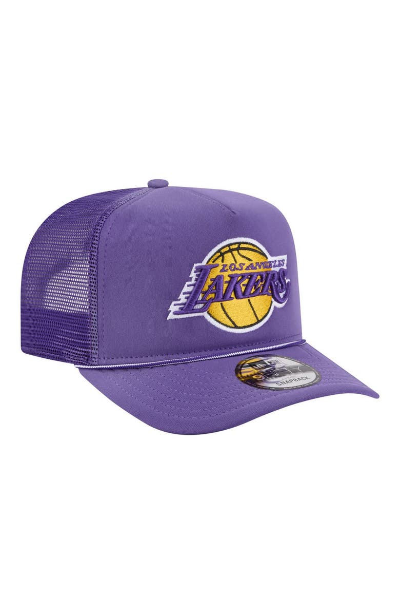 New Era Men's New Era Purple Los Angeles Lakers Faded Foam Front 9FIFTY A-Frame Adjustable Trucker Hat, Alternate, color, Purple