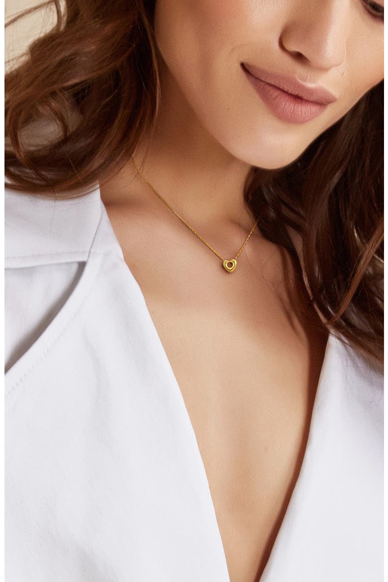 10K Yellow Gold Puffy Open Heart Pendant Necklace, Alternate, color, GOLD