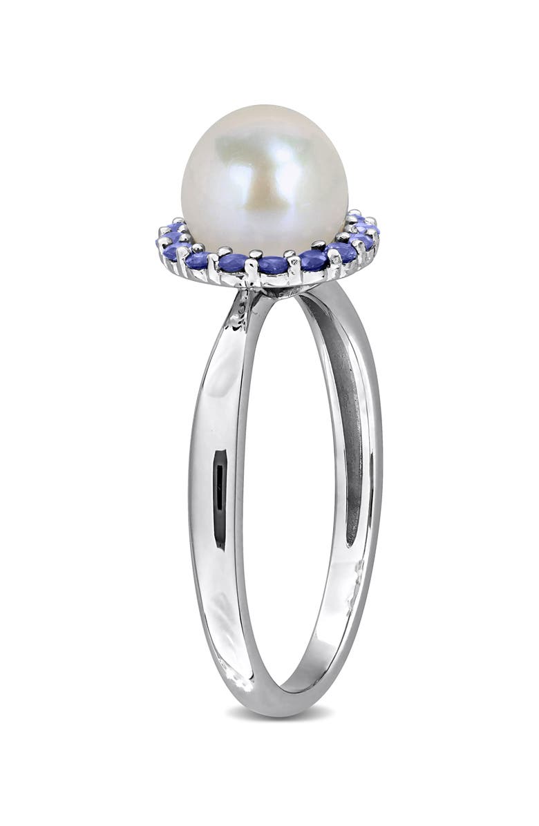 DELMAR Semiprecious Stone & Cultured Pearl Ring, Alternate, color, Blue