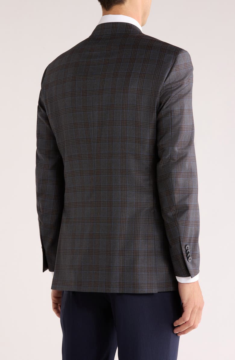 Peter Millar Plaid Wool Sport Coat, Alternate, color, Charcoal