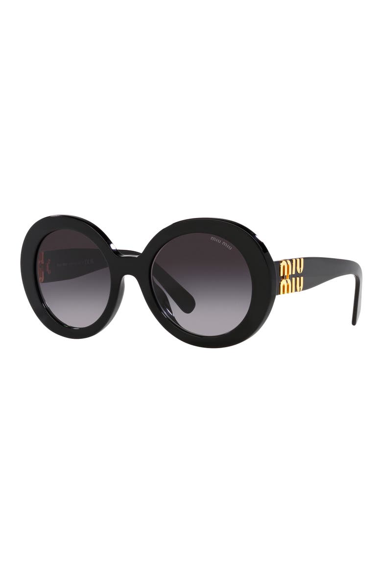 55mm Round Sunglasses, Alternate, color, BLACK