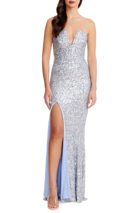 Fernanda Sequin Strapless Gown