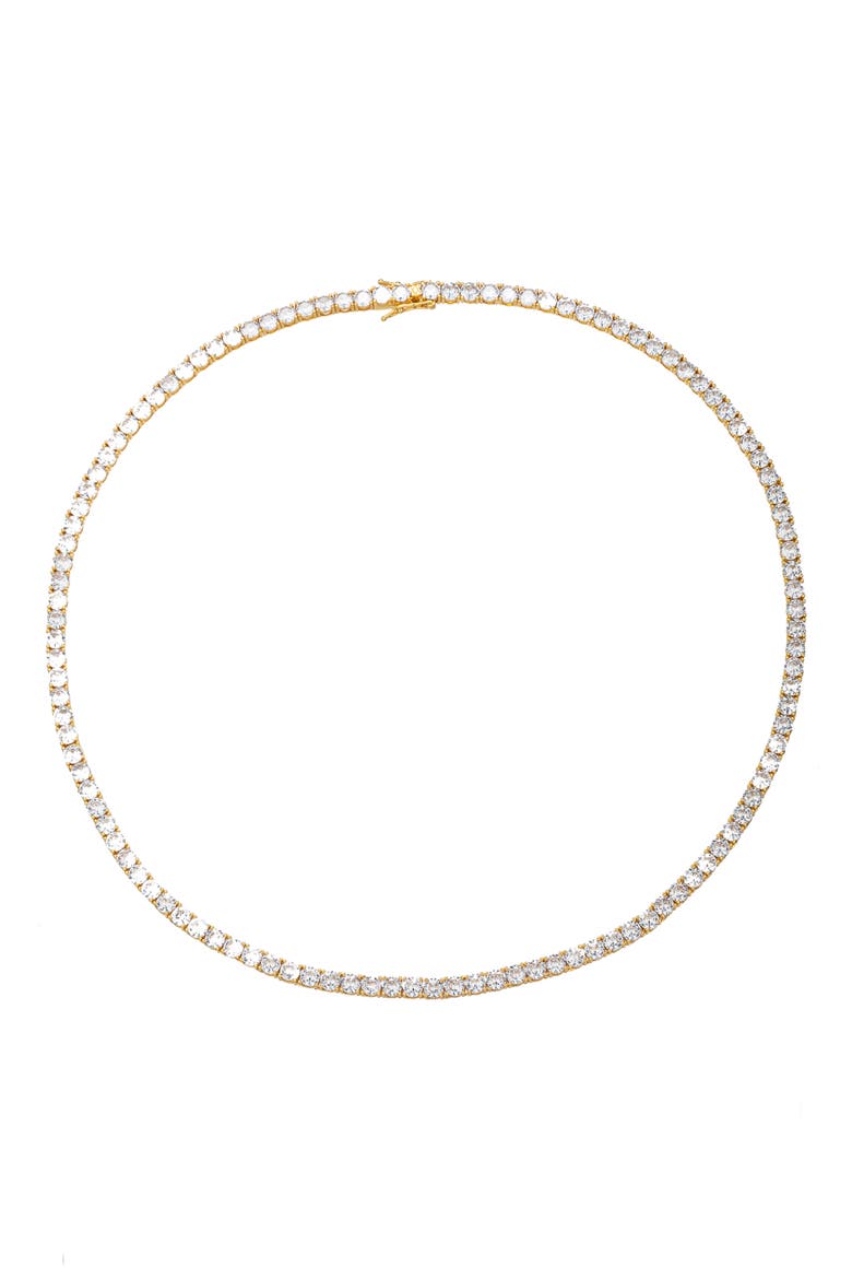 Men's Lincoln Cubic Zirconia Tennis Necklace, Main, color, WHITE/ GOLD