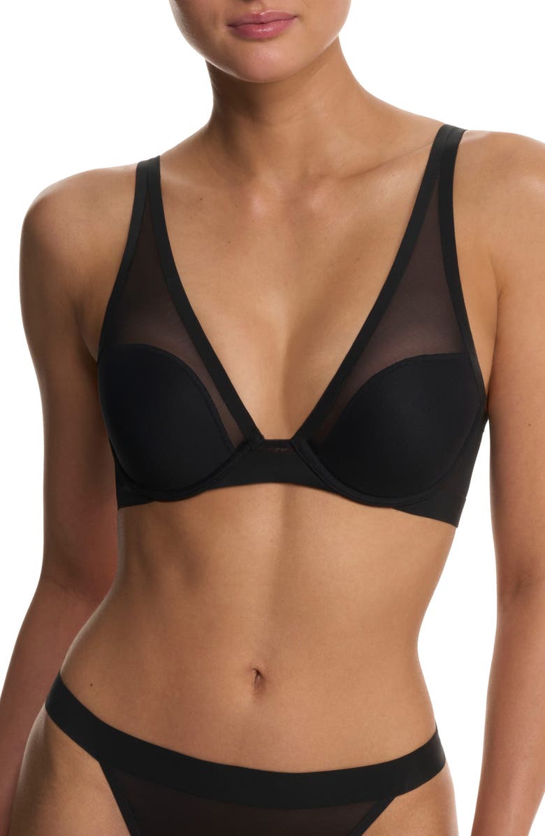 Natori True Zen Plunge T-Shirt Bra, Main, color, Black