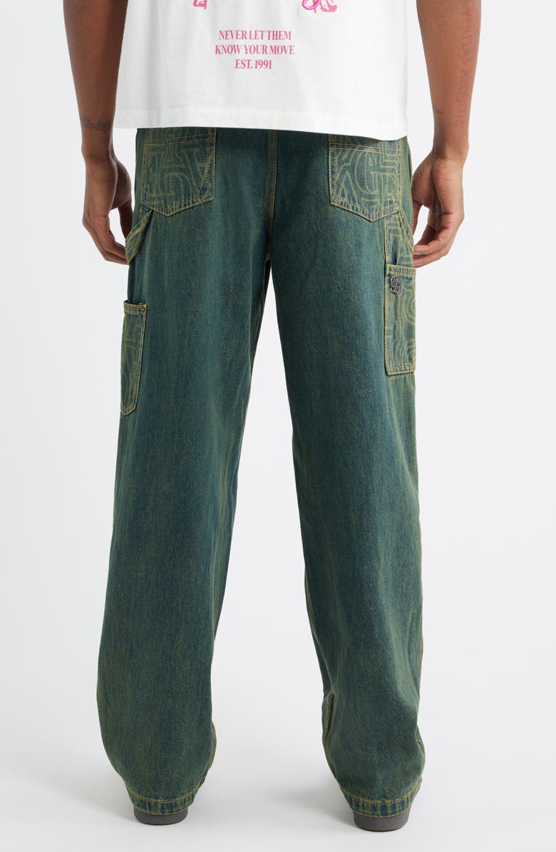 CRIMINAL DAMAGE Berkeley Monogram Double Knee Denim Carpenter Pants, Alternate, color, Dirty Blue